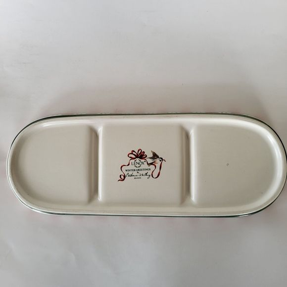 Lenox Winter Greetings Tray 3 Part Relish Dinnerware Catherine McClung Holiday - Picture 11 of 12